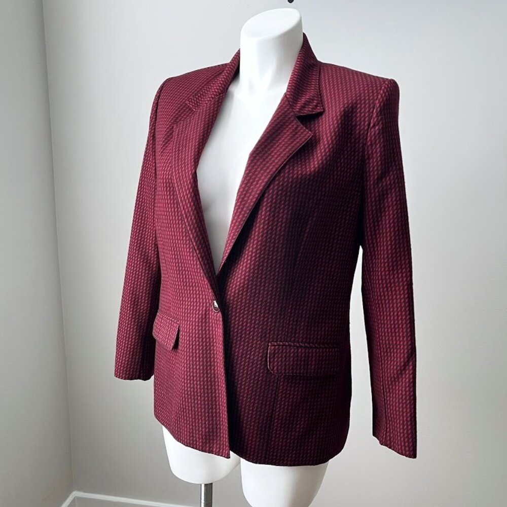 80s Red Houndstooth Blazer